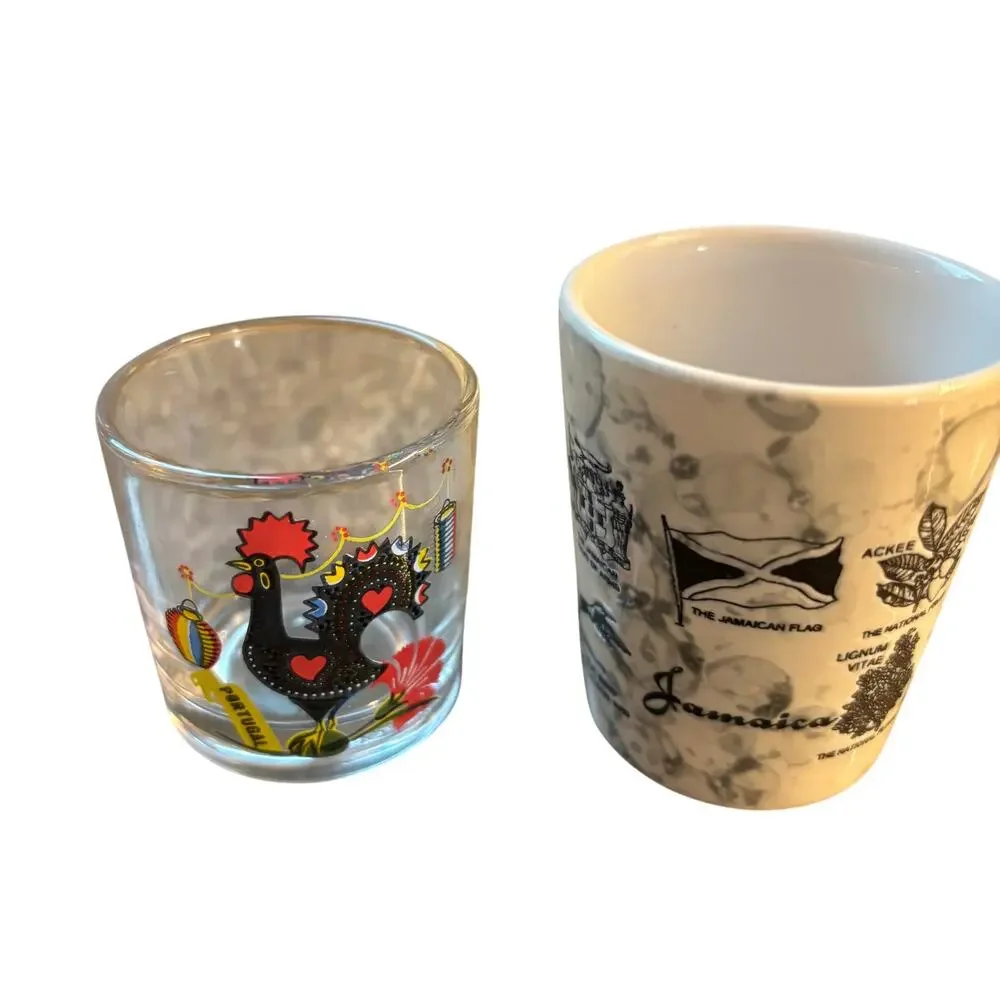 4 Shot Glasses Vintage Manzanillo Jamaica Portugal New